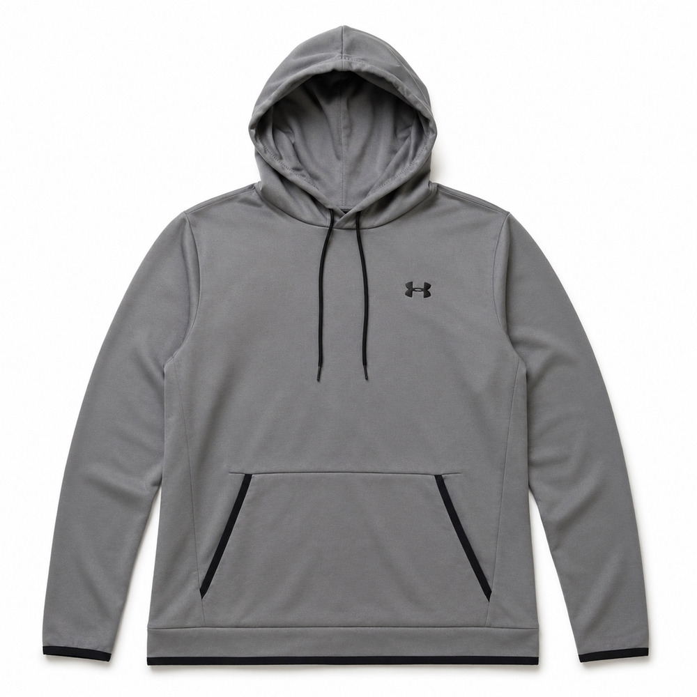 Under Armour Men’s XL Gray Black Pullover Hoodie Loose Fit Fleece Lined Pocket